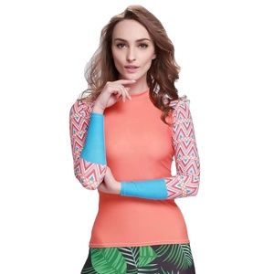 Protección UV, impresión por sublimación personalizada, secado rápido, manga larga, licra, para mujer, camiseta de alta calidad. - Product Image 1
