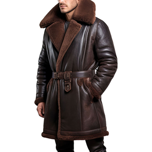 Elegante Abrigo de Cuero y Piel al por Mayor con Logotipo Personalizado, Proveedor de Ropa de Invierno, Abrigo de Cuero y Piel de Lujo para Hombre de Alta Calidad - Product Image 1