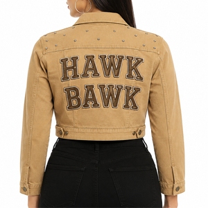 Veste en jean courte pour femme, style tendance, design moderne, vêtement décontracté, fabrication sur mesure, qualité export, veste sur mesure - Product Image 2