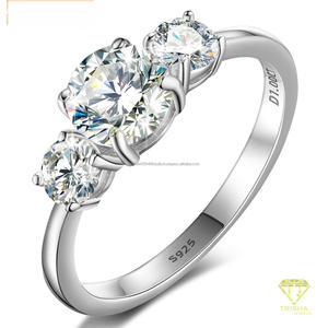Three Stone Moissanite Engagement <b>Ring</b> 925 Sterling <b>Silver</b> Round Cut <b>Solitaire</b> Bridal Wedding Jewelry Custom <b>Ring</b> for Women - Product Image 2