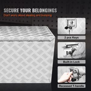 Caja de Aluminio Reforzado para Camioneta 48x24x24 con Placa Diamantada, Caja de Almacenamiento para Herramientas, Accesorios de Control de Carga con Cerradura - Product Image 6