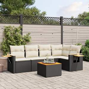 Ensemble de canapés de jardin en rotin noir, meubles d'extérieur réglables, design contemporain, coussins en mousse haute densité - Product Image 1
