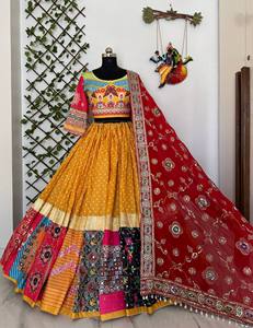 Vestido Étnico Tradicional Indio Pakistaní Lehenga Choli para Mujer, Bordado con Estampado Digital, para Bodas y Fiestas - Product Image 3