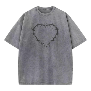Camiseta Oversize para Hombre, Negra con Estampado de Rayo, Manga Corta, Cuello Redondo, Estilo Urbano, Algodón Jersey, Efecto Lavado - Product Image 5