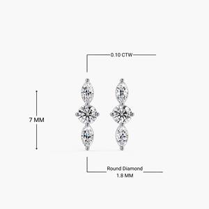 Pendientes de Barra con Diamantes Cultivados en Laboratorio, Corte Marquesa, Oro de 14K Premium, 0.10CT, Engaste de Puntas, Estilo Helix, Regalo para Mujer, Boda - Product Image 5