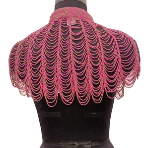 Hottest New Designer Vintage Short Women's Party Club Handmade <b>Sequins</b> Beaded designer fringe Cape <b>Top</b> beautifully made - Product Image 3
