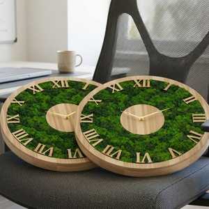 Green Haven Wood Slice <b>Clock</b> Mossy Timber Artisan Wall <b>Clock</b> Rustic Woodland Moss Decor <b>Clock</b> Enchanted Forest Wood Wild <b>Clock</b> - Product Image 4