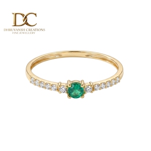 Anillo de Oro Amarillo Sólido de 14 Quilates con Diamante Cultivado en Laboratorio y Esmeralda Colombiana Cultivada en Laboratorio, Joyería para Mujer, Certificado IGI, Anillo de Lujo - Product Image 1