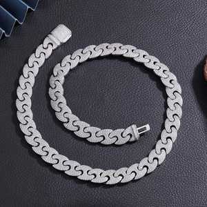 Collier chaîne cubaine en argent 925 plaqué or/plaqué or rose avec moissanite VVS, certifié, pour homme et femme, cadeau de fête - Product Image 2