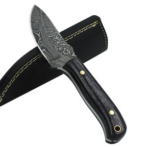 Cuchillo de Caza y Camping de Acero de Damasco Personalizable con Hoja Fija y Borde Dentado, Garantía de 3 Años, Soporte OEM para Hombres - Product Image 1