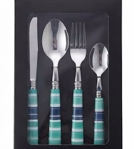 Ensemble de couverts modernes avec poignées à motifs écossais, compatibles lave-vaisselle, en acier inoxydable, pour la table à manger - Product Image 6