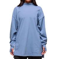 Tops Streetwear Oversize à Manches Longues pour Femmes, Impression Personnalisée, Été, 100% Coton, Prêts à Expédier, Prix d'Usine pour Acheteurs Américains