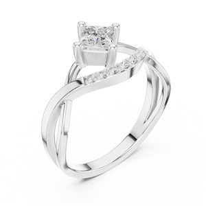 Anillo de cóctel de declaración de lujo de 14K con joyas escarlata con piedra de diamante CZ grande para ropa de fiesta - Product Image 2