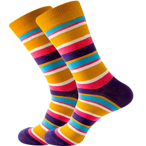Wholesale Socks Men's Crew Socks Striped Colorful Breathable Knitted Daily Wear Spring Style - Product Image 3