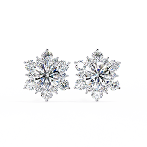 Snowflake Diamond Stud <b>Earrings</b> 0.72ctw Starburst <b>Halo</b> VVS Lab Grown CVD Diamond 14K Solid White Gold Posts for Women - Product Image 1