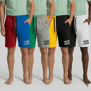 Shorts de sport et de fitness personnalisés pour hommes, en gros, 100 % polyester, couleur unie, respirants, séchage rapide, grandes tailles, pour la course à pied - Product Image 1