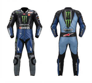 Combinaison de course unisexe Ramaha Elite MotoCP en cuir de vachette/crocodile de qualité supérieure avec empiècements extensibles flexibles - Product Image 1