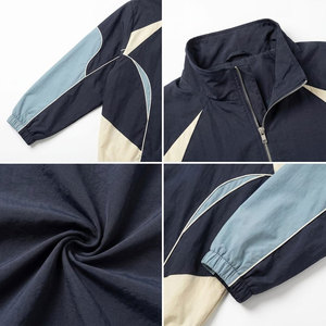 Survêtement pour homme bleu marine à blocs de couleur, manches longues, fermeture éclair, respirant, style sportif, pour l'automne, 100 % polyester, coupe classique - Product Image 6
