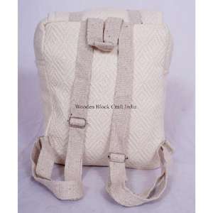 กระเป๋าเป้สะพายหลังทำมือ ขนาดกลาง สำหรับทุกเพศ ผลิตจากผ้าฝ้าย 100% สไตล์วินเทจ น้ำหนักเบา ปิดด้วยซิปและหัวเข็มขัด พร้อมโลโก้ช่างฝีมือ เหมาะสำหรับการเดินทาง - Product Image 3