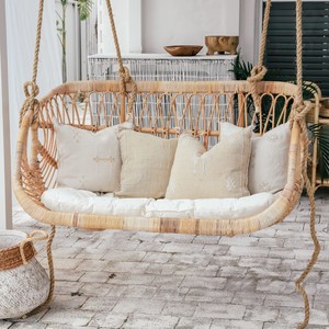 Comfortable hanging chairs handcrafted swinging lounge sofa natural rattan outdoor <b>swing</b> chair - Product Image 2