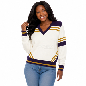 Cosh International Sisterhood Sorority Wholesale Custom Logo College <b>Cardigan</b> <b>Sweater</b> Acrylic Knit Long Sleeve Varsity Style - Product Image 3