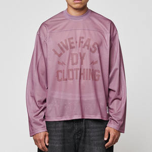 Maillot de football américain respirant à manches longues et coupe oversize en maille, style streetwear décontracté en polyester, maillot Y2K - Product Image 1