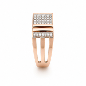 Solid 18K Gold <b>Mens</b> Diamond Cluster <b>Ring</b> Geometric Multi Row Split Band High Polish Statement Wedding Party Gift Fine Jewelry - Product Image 3