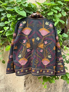 Handcrafted Indian Luxury Embroidered Black Velvet <b>Jacket</b> Elegant Full Sleeve Ethnic Winter Cardigan Blazer - Product Image 2