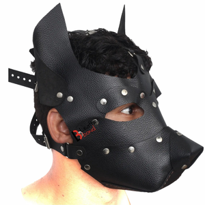 Máscara de Cuero Genuino de Piel de Vaca para Perros con Detalles en las Orejas para Jugar con Mascotas - Product Image 4