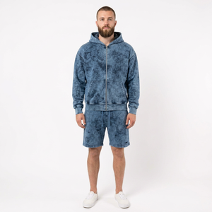 Custom <b>Men's</b> <b>Hoodie</b> <b>And</b> <b>Shorts</b> <b>Set</b> Cotton Fleece Two Piece Casual Streetwear Outfit With Screen Print Graphic Elastic Waist - Product Image 5