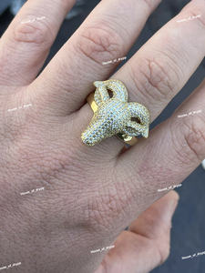 925 <b>Silver</b> Head <b>Ring</b> With Moissanite Diamonds Stylish Animal Head Design <b>Ring</b> <b>For</b> <b>Men</b> Luxury Hip Hop Shine Piece925 - Product Image 3