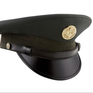 Wholesale Supply Premium Parade Style Cap Gold Cord Accent Ebony Visor Embossed Emblem Formal Headwear - Product Image 1