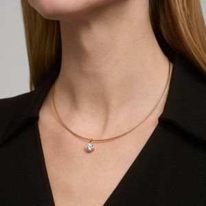 Women's Luxury Collar <b>Necklace</b> with Bezel Set 2 CTW Round Cut Lab-Grown Diamond in Yellow Gold - Product Image 4