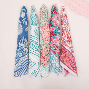 Sweat-Absorbent <b>Square</b> <b>Scarf</b> Durable Sport Wristband Neck Wrap Premium Quality Floral Pattern Cotton Multicolor Bandana - Product Image 4