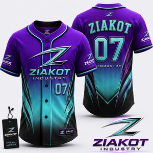 Maillot de baseball pour homme ZIAKOT INDUSTRY, sublimé, manches courtes, coupe classique, évacuation de l'humidité, respirant, vêtements de sport - Product Image 1