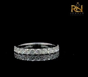 Round Cut Lab Grown Diamond Half Eternity Band Solid Gold Shared Prong <b>Stacking</b> <b>Ring</b> Women OEM ODM Wholesale B2B Supply - Product Image 2