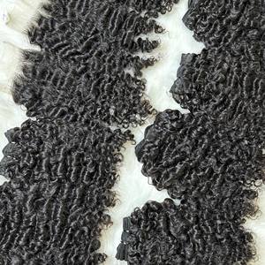 Vente en gros de cheveux à cuticule alignée de haute qualité cheveux bruts noirs birmans bouclés génie trame faisceaux de machine de Qhair - Product Image 6