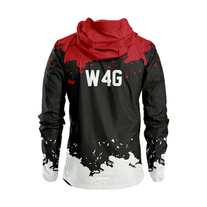 Custom Hooded Windbreaker <b>Jacket</b> <b>Men</b> Red Black Sublimation Print Custom Front Logo Zipper Patten Sporty <b>Summer</b> Thin - Product Image 6