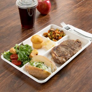 Plateau repas compostable en bagasse de canne à sucre à 5 compartiments, assiette jetable pour les repas combinés, la restauration, les plats à emporter et les événements en extérieur - Product Image 1