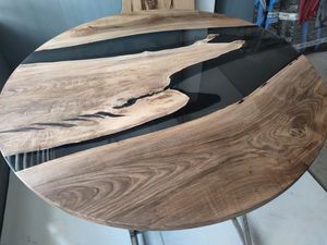 <b>Black</b> Epoxy <b>Table</b> Wooden Accent <b>Table</b> <b>Round</b> <b>Side</b> <b>Table</b> Handmade Furniture Live Edge <b>Table</b> Rustic Modern <b>Table</b> Natural Wood - Product Image 6