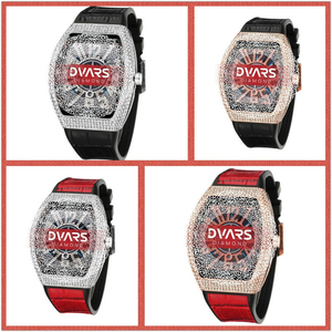 Reloj de Cuarzo Tonneau de Moda para Hombre, Reloj de Pulsera Masculino de Lujo con Esfera Incrustada de Diamantes, Correa Deportiva de Silicona, Estilo Retro Barril de Vino - Product Image 6