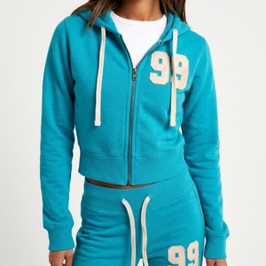 Conjunto Deportivo Informal Personalizado para Mujer, Sudadera con Capucha y Cremallera, Ligero, de Algodón y Felpa, Transpirable, Resistente al Viento y Ecológico - Product Image 4