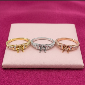 ฮ่องกงแหวนเพชรแท้18K สีทองขาวประดับเพชรแท้แหวนหมั้นแบบกึ่งภูเขาทำเองสำหรับผู้หญิงขายส่ง - Product Image 5