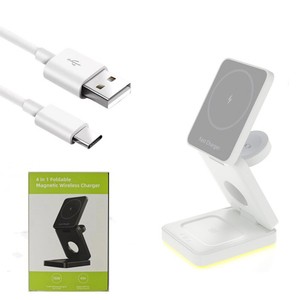 IStapromo Gifts Travel Portable Stand 15W Magnetic With Night <b>Light</b> Foldable 3 in 1 <b>Wireless</b> Charger - Product Image 2