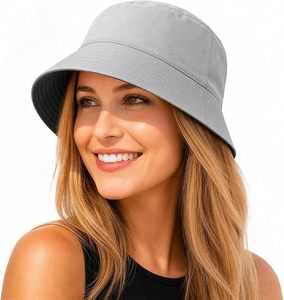 Sombrero de Pescador Gris Ovivender Unisex, Color Sólido, Mezclilla, para Exteriores, Primavera/Verano, Uso Casual, 54-56CM de Circunferencia de Cabeza, Bordado 3D - Product Image 1