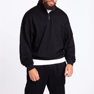 Wholesale OEM Service Customized Designed Logo <b>Men's</b> Winter Quarter Zipper Solid <b>Plain</b> Dyed Oversized Fleece <b>Sweatshirts</b> - Product Image 1