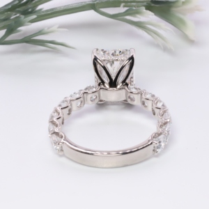 Elegant Solid White Gold Radiant Lab <b>Diamond</b> Solitaire <b>Ring</b> Micro Pave Hidden Halo Shared Prong Accent Shank Custom Fine Jewelry - Product Image 3