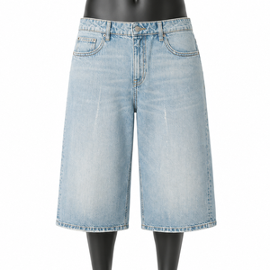 Shorts en jean écologiques pour hommes, style baggy, mode estivale, 100% coton biologique, style urbain, fournisseur OEM ODM - Product Image 1
