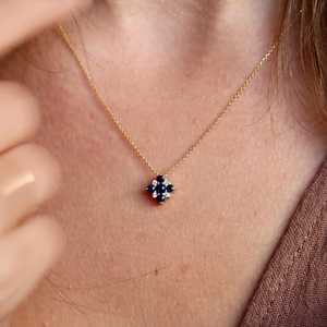 <b>Blue</b> Pendant <b>Necklace</b> IGI Certified Solid Gold Round Cut Simulated Gemstone 14k Lab Grown Accent Wholesale price Manufacture - Product Image 3