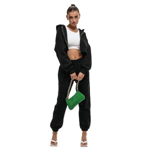 Ensemble de survêtement de sport pour femmes avec logo personnalisé, jogging en molleton pour l'entraînement et le fitness, sweat-shirt et pantalon de survêtement d'hiver - Product Image 1